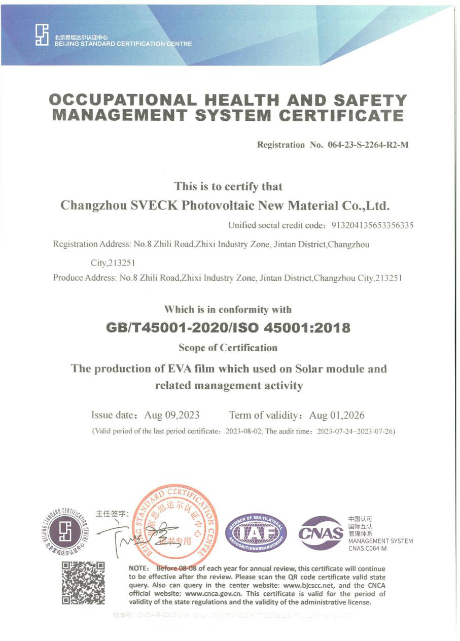 Occupational Health and Safety Management System Certification